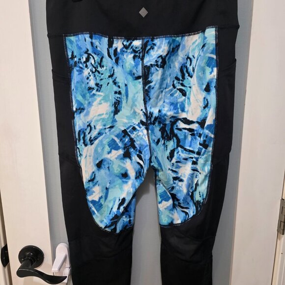 LuLaRoe Blue Black Yoga Pants Women’s 1X High Rise Stretch Activewear - Picture 8 of 8